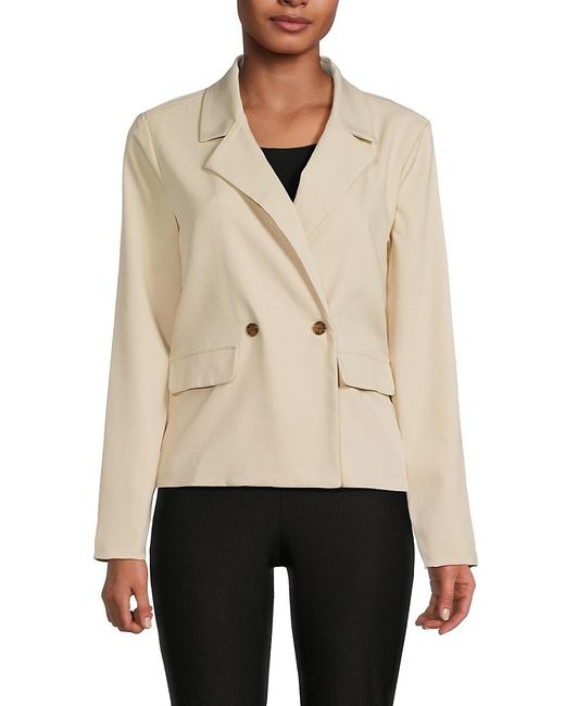 Bobeau Natural Solid Double Breasted Blazer