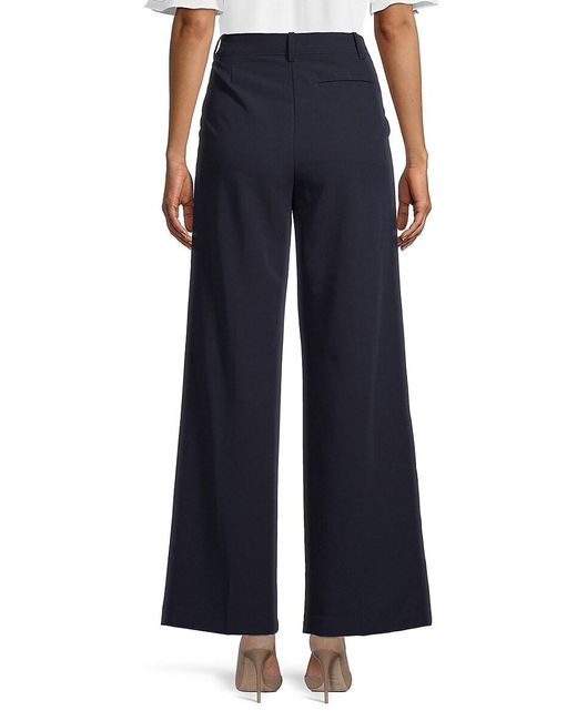 Tommy Hilfiger White Button-Trim Wide-Leg Pants
