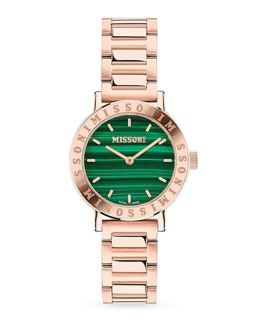 Missoni Green M2 Lucky Stones 34.5mm Ip Rose Goldtone Stainless Steel Bracelet Watch