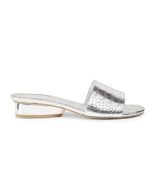 Calvin Klein White Kimmie Croc-Embossed Slide Sandals