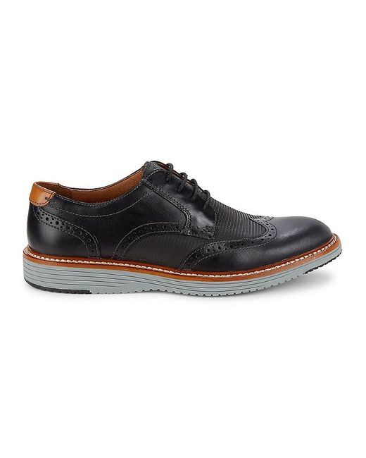 Johnston & Murphy Black Hodges Wing Leather Brogues for men