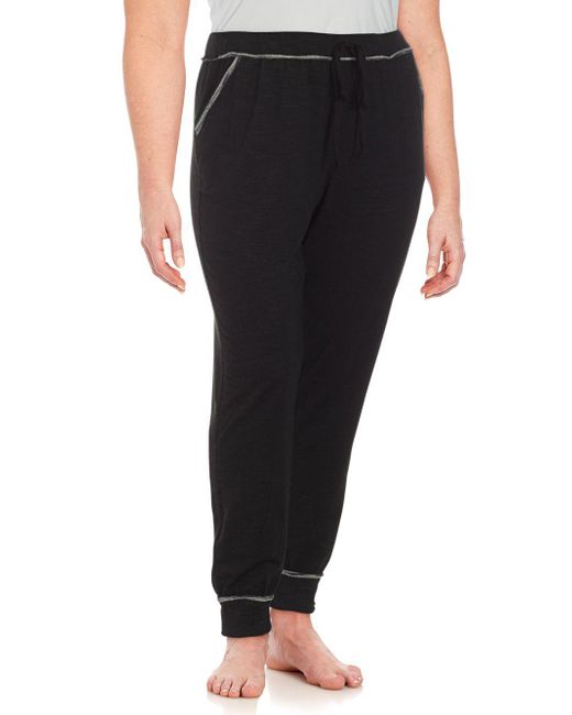 Max Studio Plus Pajama Solid Pants in Black | Lyst