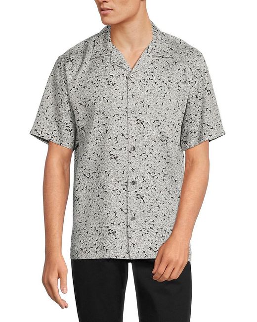 Theory Gray Noll Floral Camp Shirt for men