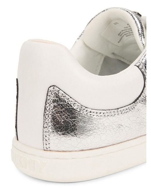 DKNY White Seacliff Metallic Low-Top Sneakers