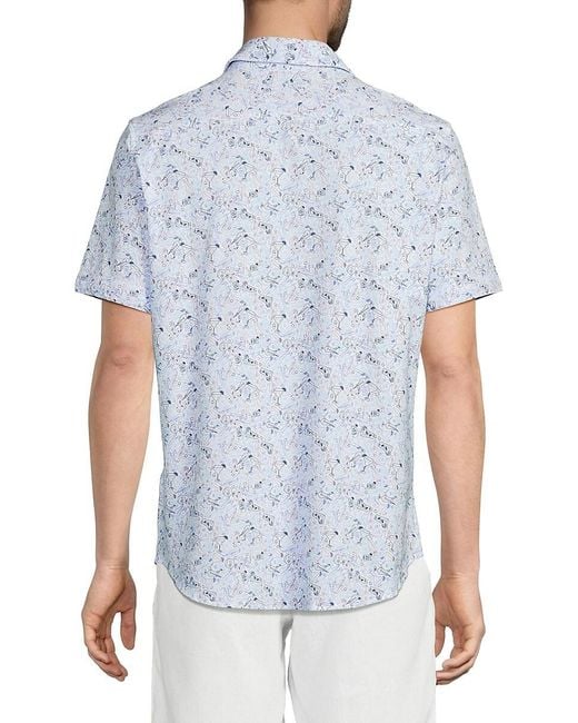 Robert Graham Blue Myers Bar Print Shirt for men