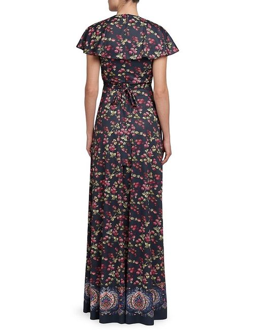 Etro Purple Berry Print Flutter Gown