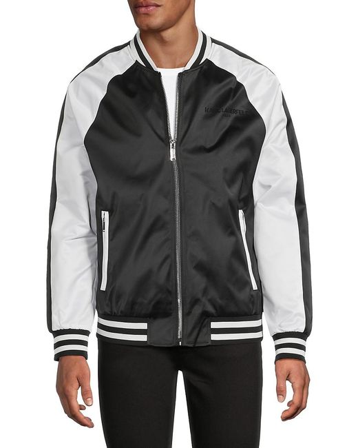 Karl Lagerfeld Black Colorblock Bomber Jacket for men