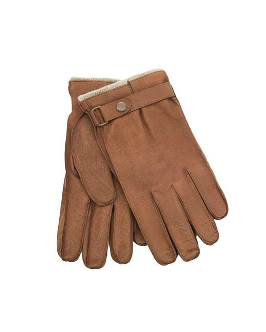 Portolano Brown Leather Snap Strap Gloves for men
