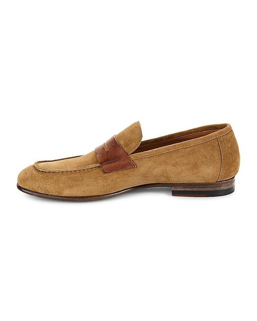 Jo Ghost Brown Suede Penny Loafers for men