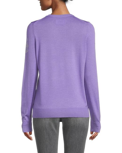 Zadig & Voltaire Purple Miss Love Strass Merino Wool Sweater