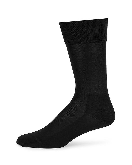 Falke Black Malaga Solid Crew Socks for men