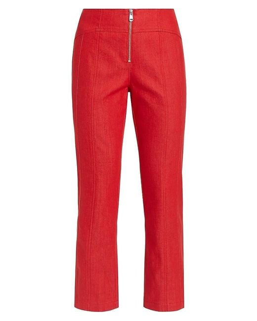 Cinq À Sept Red Loren Front-Zip Crop Pants