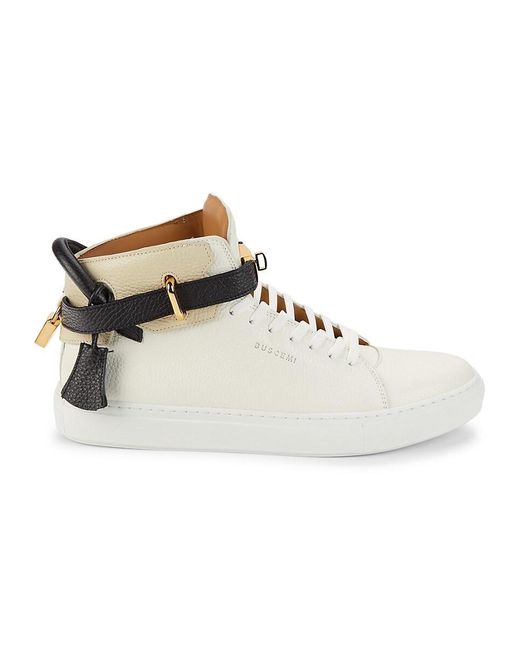 Buscemi White Alce Leather High Top Platform Sneakers for men