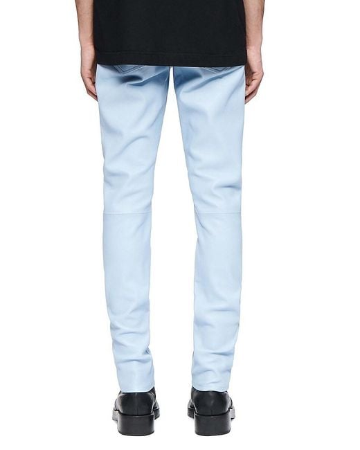 Purple Brand Blue D-stretch Leather Skinny Pants for men