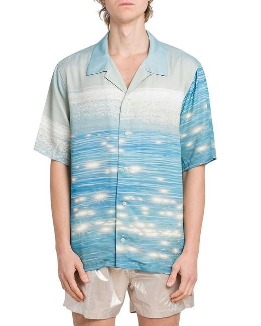 BLUE SKY INN Blue Ocean Satin Camp Shirt for men
