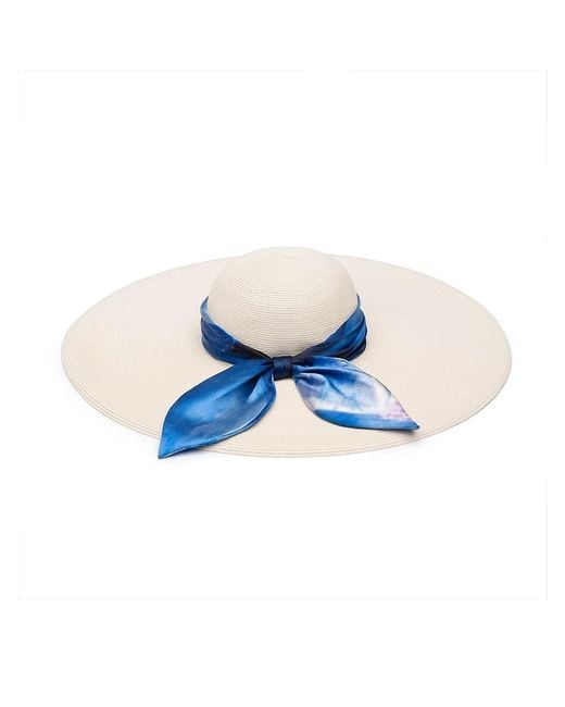 Eugenia Kim Blue Sunny Wide-Brim Straw Sunhat With Satin Tails