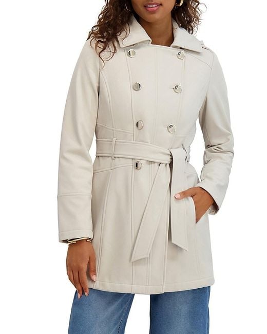 Kensie Women's Natural Softshell Double-Breasted Trench Coat