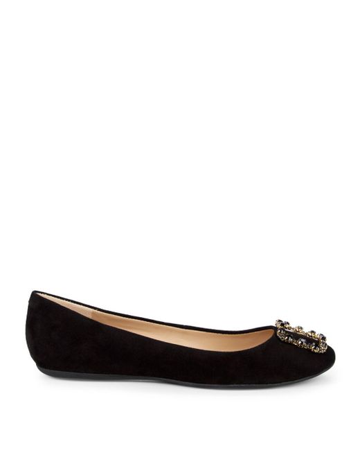 Karl Lagerfeld Embellished Suede Ballet Flats in Black Lyst