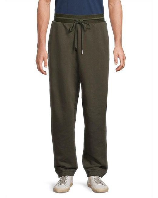 Helmut Lang Green Curve Combed Cotton Jogger Sweatpants for men