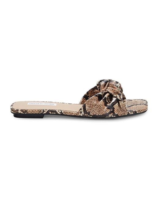 Saks Fifth Avenue Eve Snake Embossed Leather Sandals | Lyst Canada