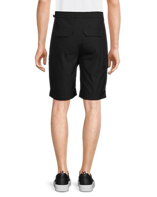 Karl Lagerfeld Black Solid Stretch Shorts for men