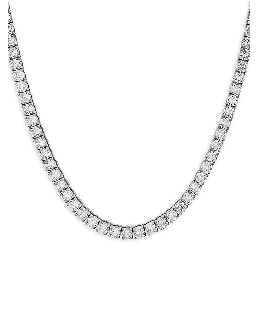 Anthony Jacobs Metallic Stainless Steel & Simulated Diamond Tennis Necklace for men