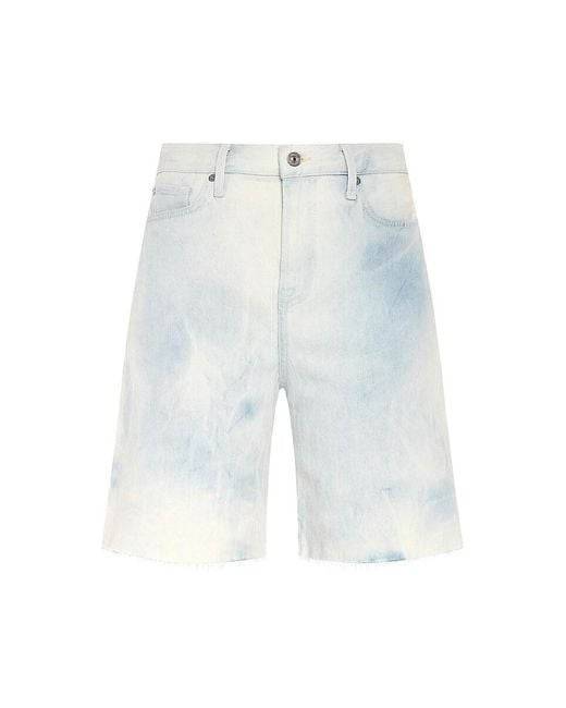 7 For All Mankind Blue Lola Bleached Denim Shorts