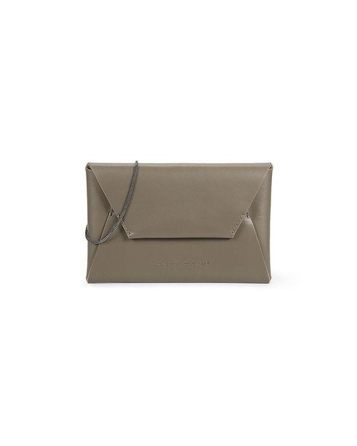 Brunello Cucinelli Gray Leather Shoulder Bag
