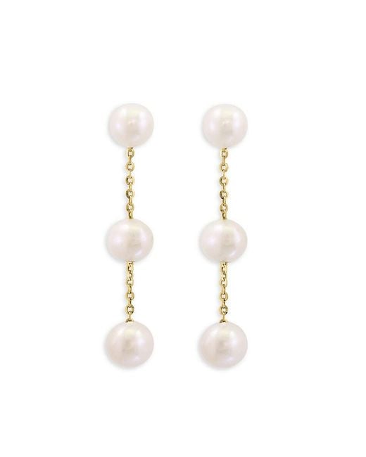 Saks Fifth Avenue White 14K & 6-6.5Mm Round Freshwater Pearl Linear Earrings