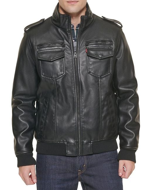Levi's Gray Faux Shearling Lined Bomber Jacket for men