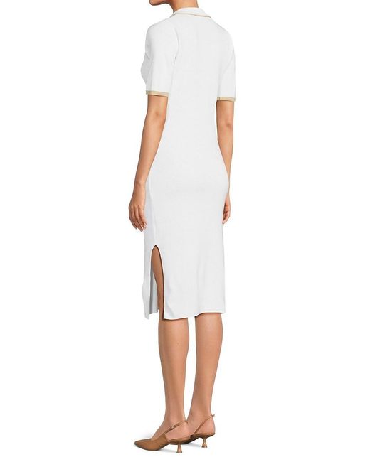 Saks Fifth Avenue White Side Slit Sheath Midi Dress