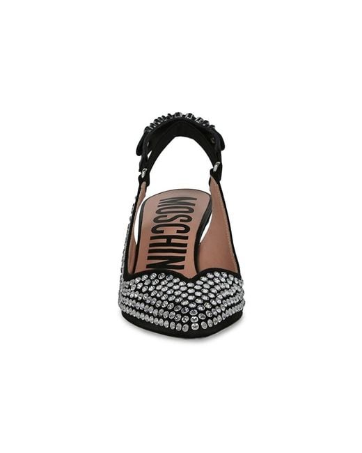 Love Moschino Metallic 60Mm Crystal-Embellished Satin Slingback Pumps