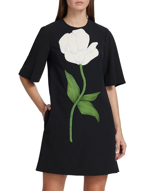 Lela Rose Black Floral Embroidered Mini Dress