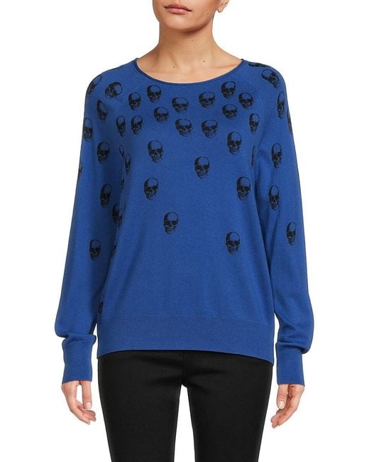 Skull Cashmere Skull Print Cashmere Blend Sweater in Grey Lyst UK