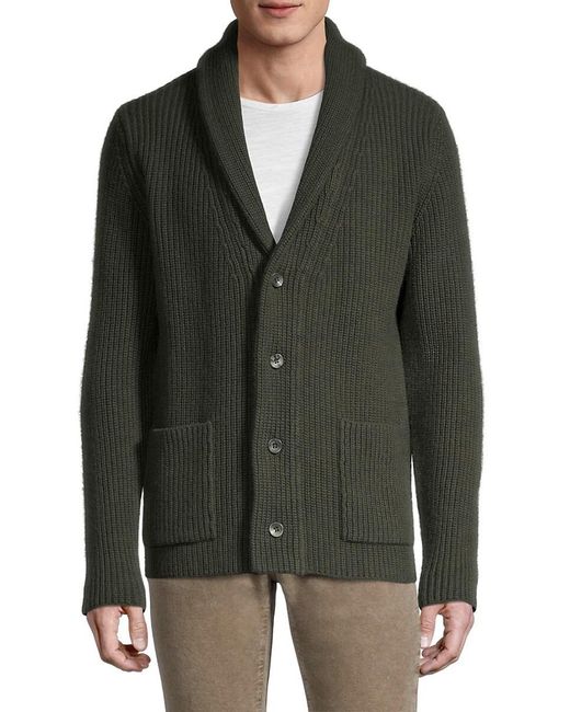 Boglioli Wool Rib Knit Cardigan Sweater in Green for Men | Lyst