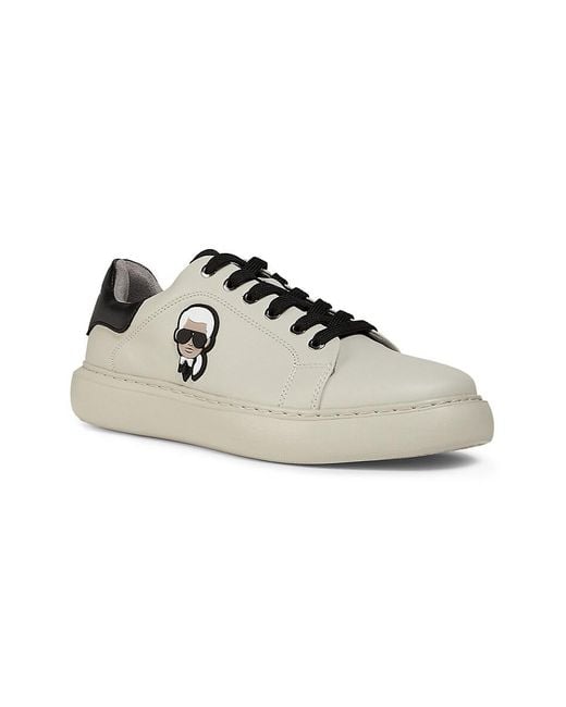 Karl Lagerfeld White Logo Low-Top Leather Sneakers for men