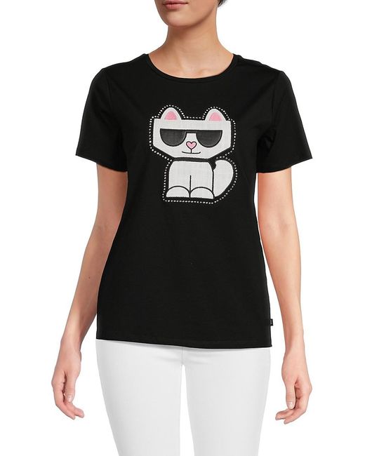 Karl Lagerfeld Black Tweed Choupette Graphic T Shirt