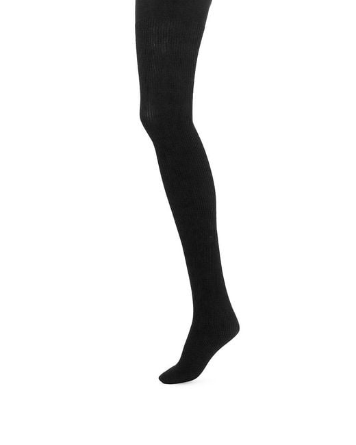 Hue Classic Ribbed Tights in Black