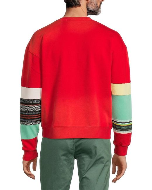 Scotch & Soda Red Relaxed Fit Drop Shoulder Sweatshirt for men