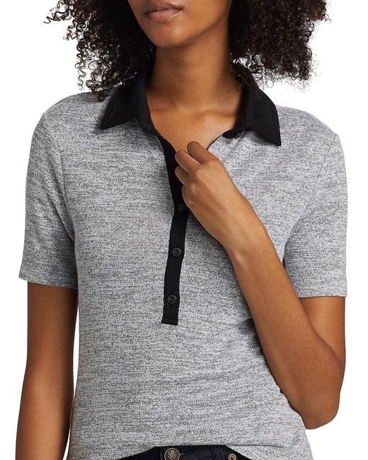 Rag & Bone Blue Knit Button Short-sleeve Polo Shirt