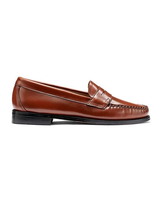 G.H.BASS Brown Willa Flat Strap Leather Loafers
