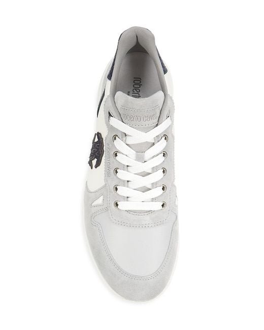Roberto Cavalli White Logo Leather Sneakers for men
