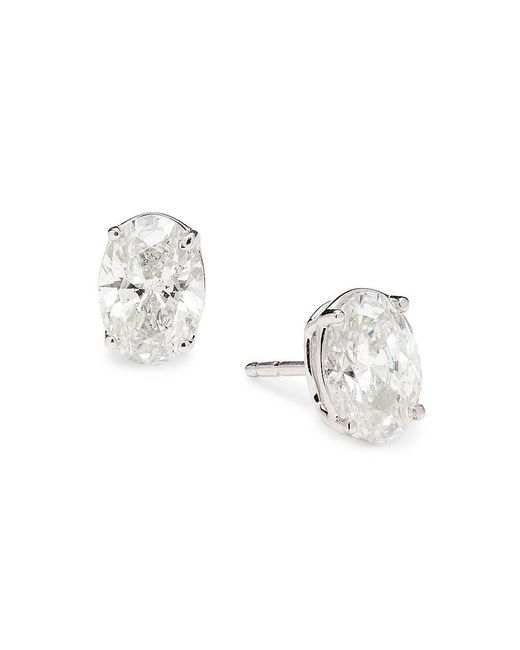 Saks Fifth Avenue Metallic 14k White Gold & 2 Tcw Lab-grown Diamond Stud Earrings