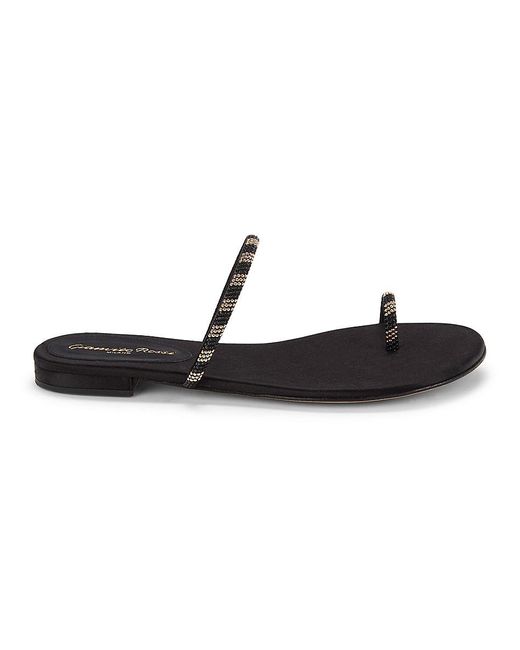 Gianvito Rossi Tecla Embellished Flat Sandals in Black | Lyst Canada
