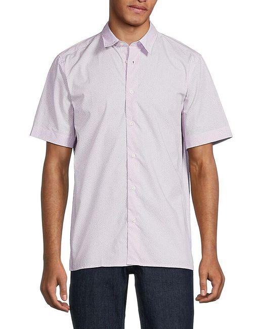 HUGO White Ebor Dotted Short Sleeve Button Down Shirt for men