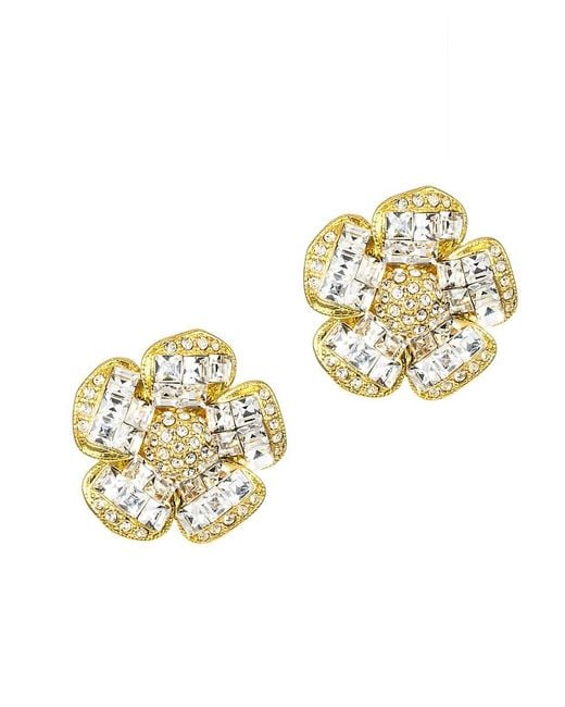 CZ by Kenneth Jay Lane Multicolor Look Of Real 14k Goldplated & Cubic Zirconia Flower Clip-on Earrings