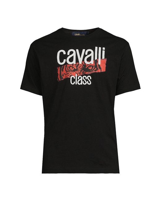 Class Roberto Cavalli Black Logo Graphic Tee for men