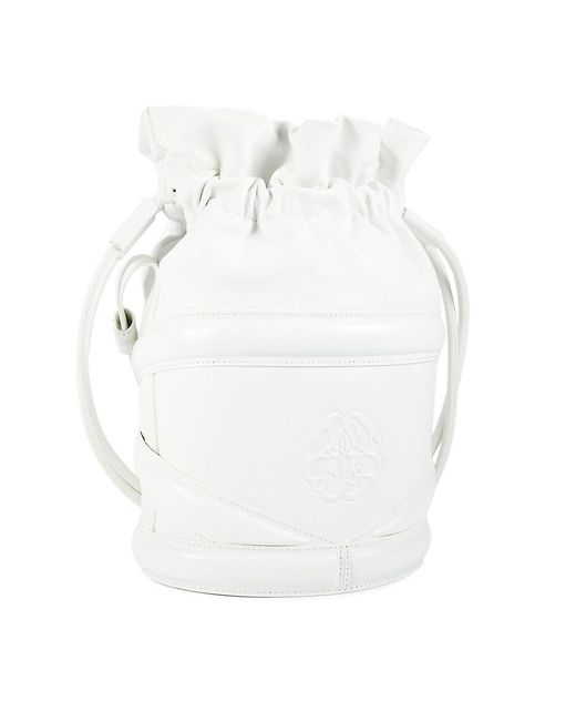 Alexander McQueen White Curve Leather Bucket Bag