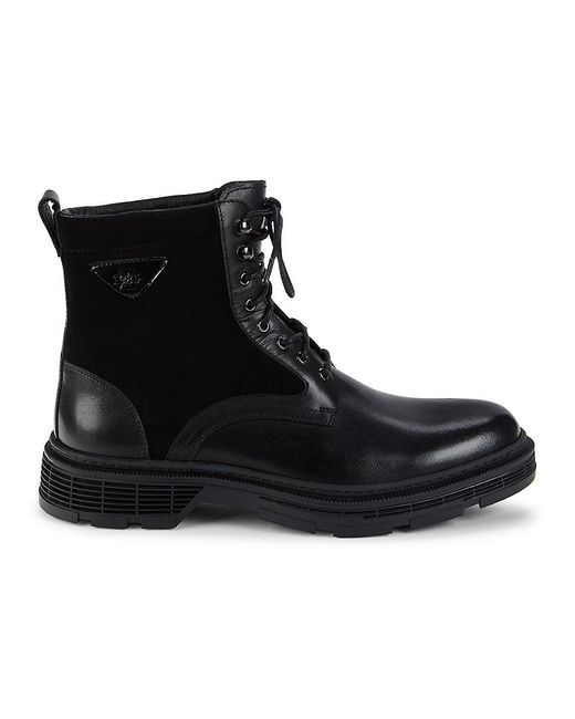 Zanzara Black Andros Leather & Suede Combat Boots for men