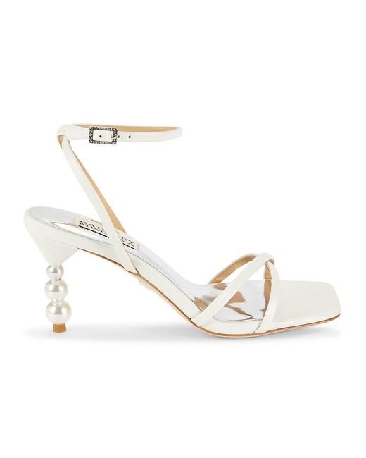 Badgley Mischka Metallic Callie Pearl Heel Open-toe Sandals